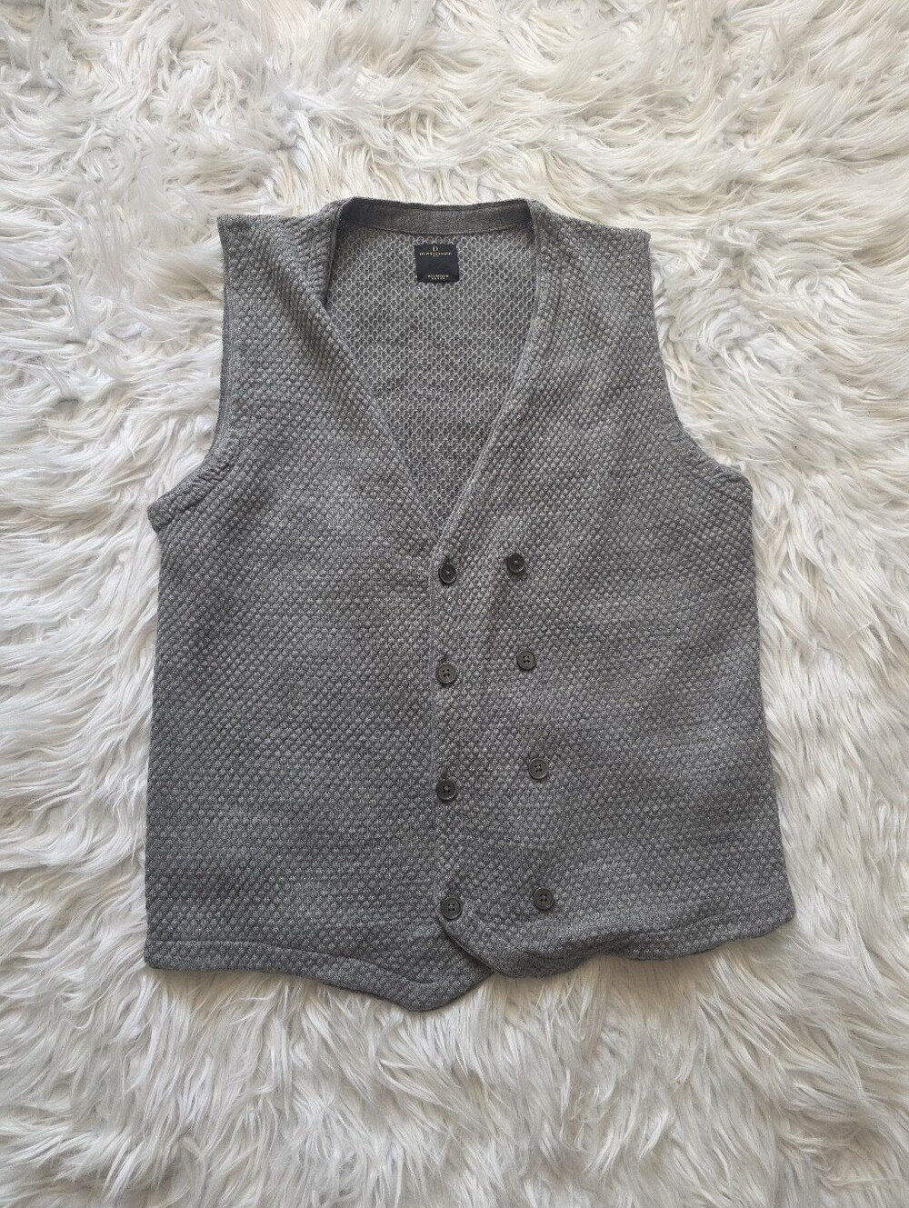 Men's Gray Knit Button Vest Sweater - Unbranded
